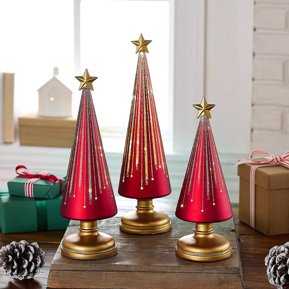 Glowing Glass LED Christmas Trees