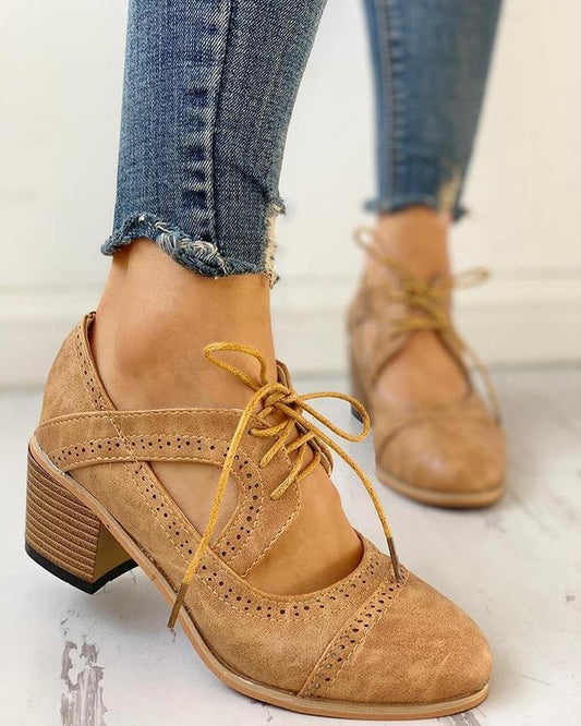 Gudveig | Women's Lace-Up Ankle Boots with Block Heel