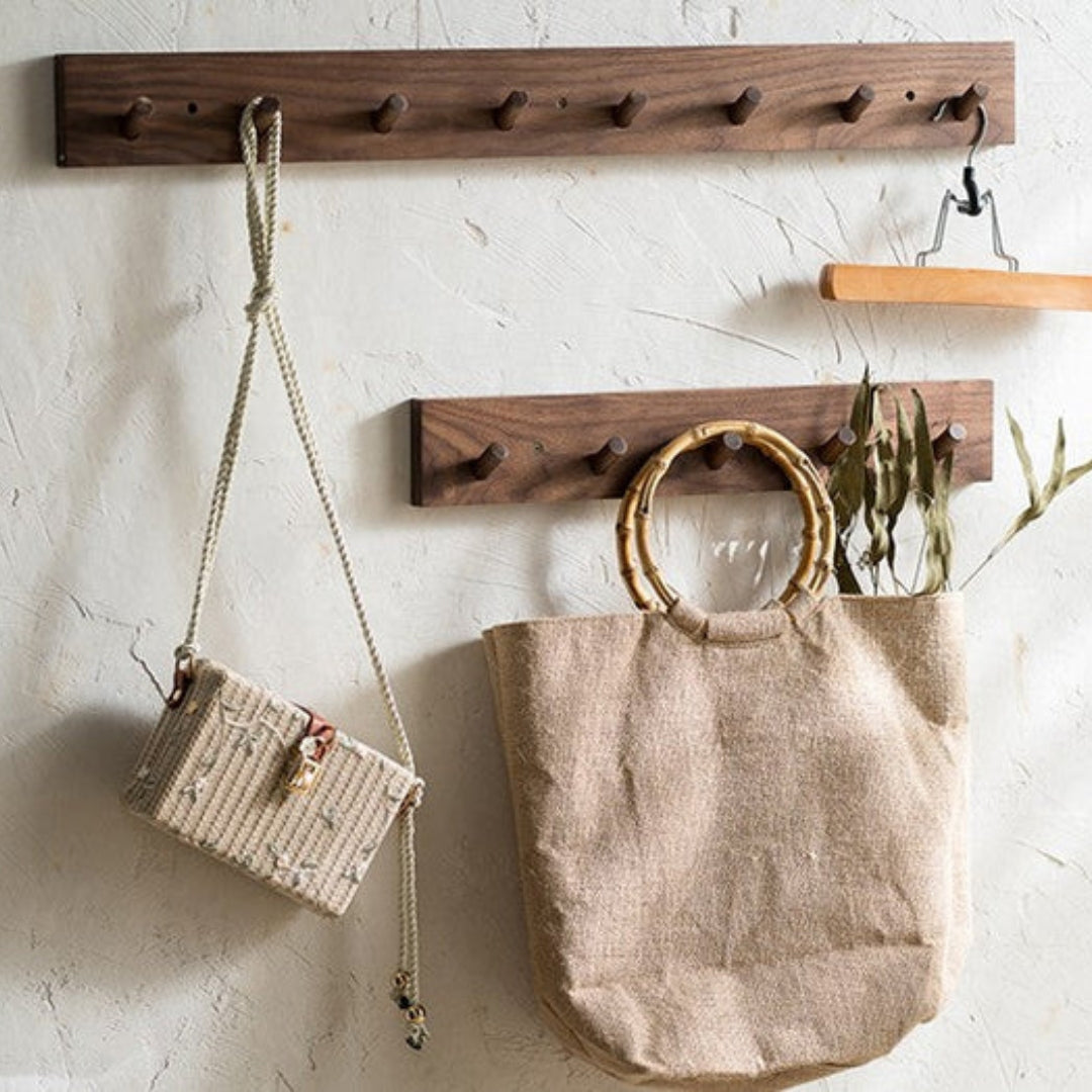 Handmade Wooden Japandi Design Coat Rack