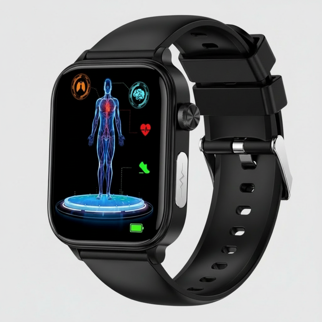 Health Smartwatch with SOS, Glucose and Heart Rate Monitor