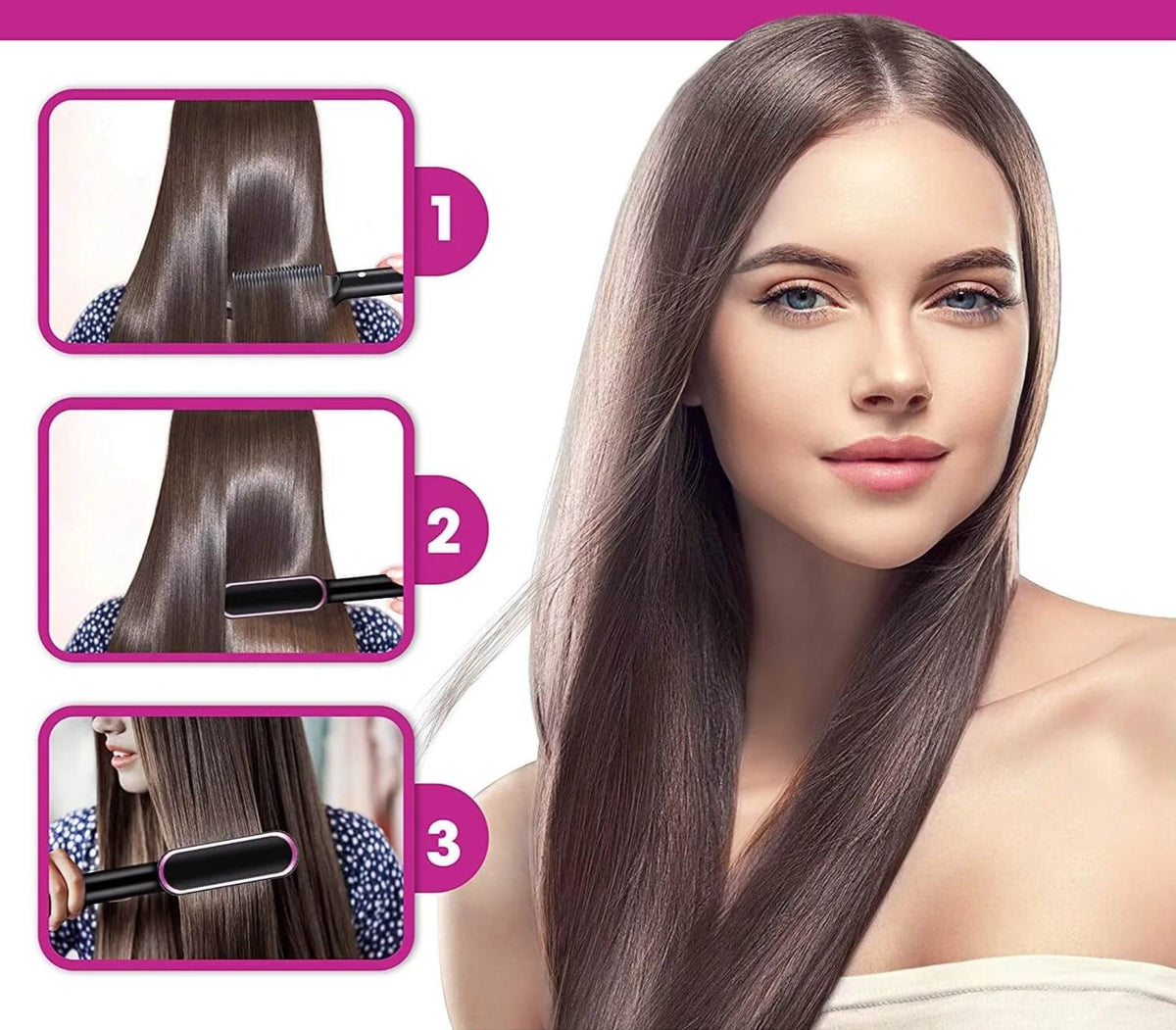 Heated Hair Straightener Brush and Comb