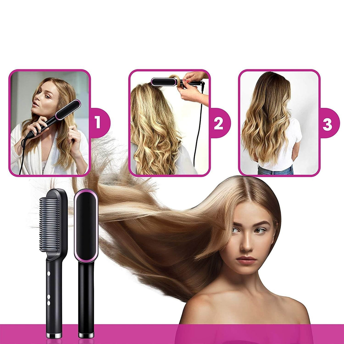 Heated Hair Straightener Brush and Comb