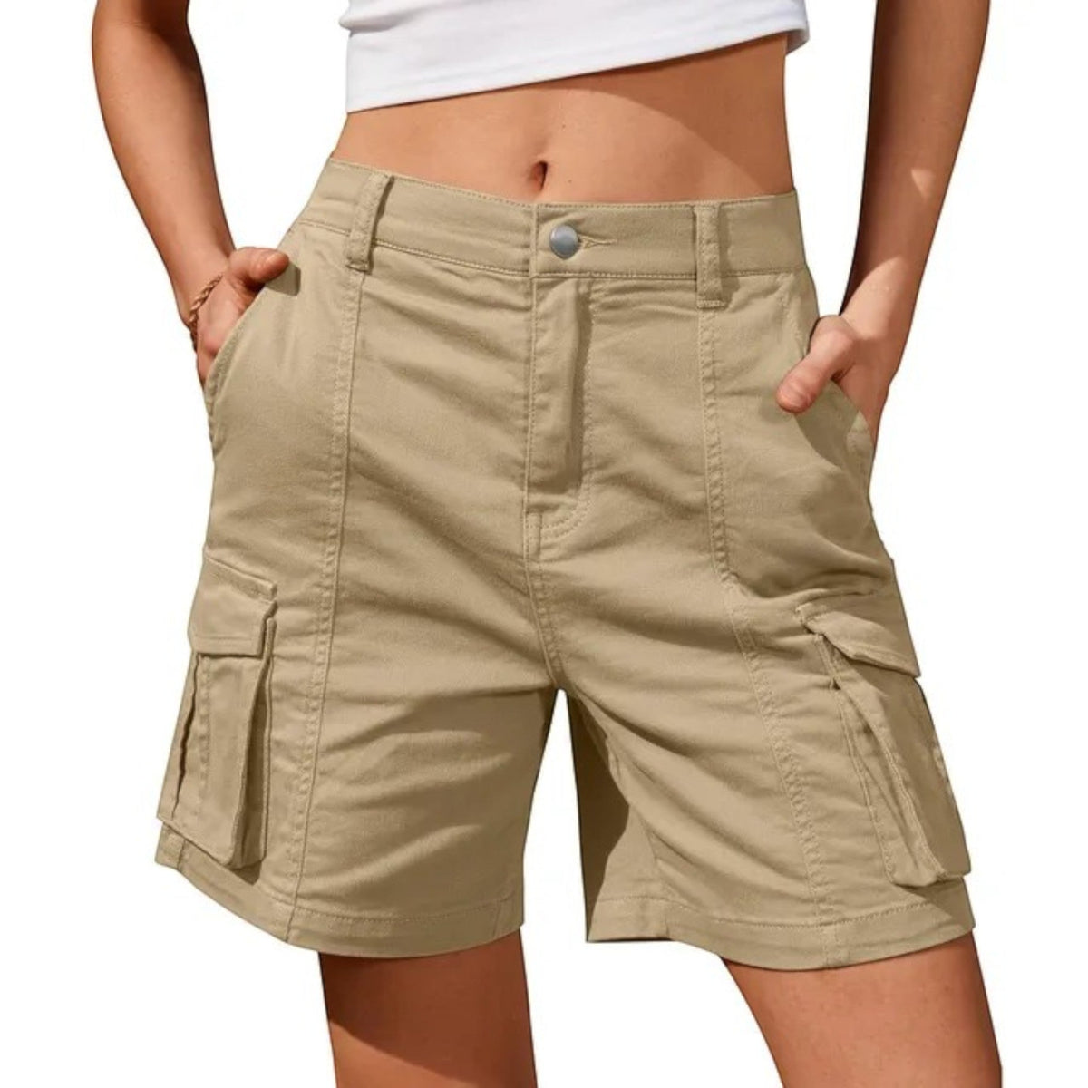 High-Waisted Cargo Shorts