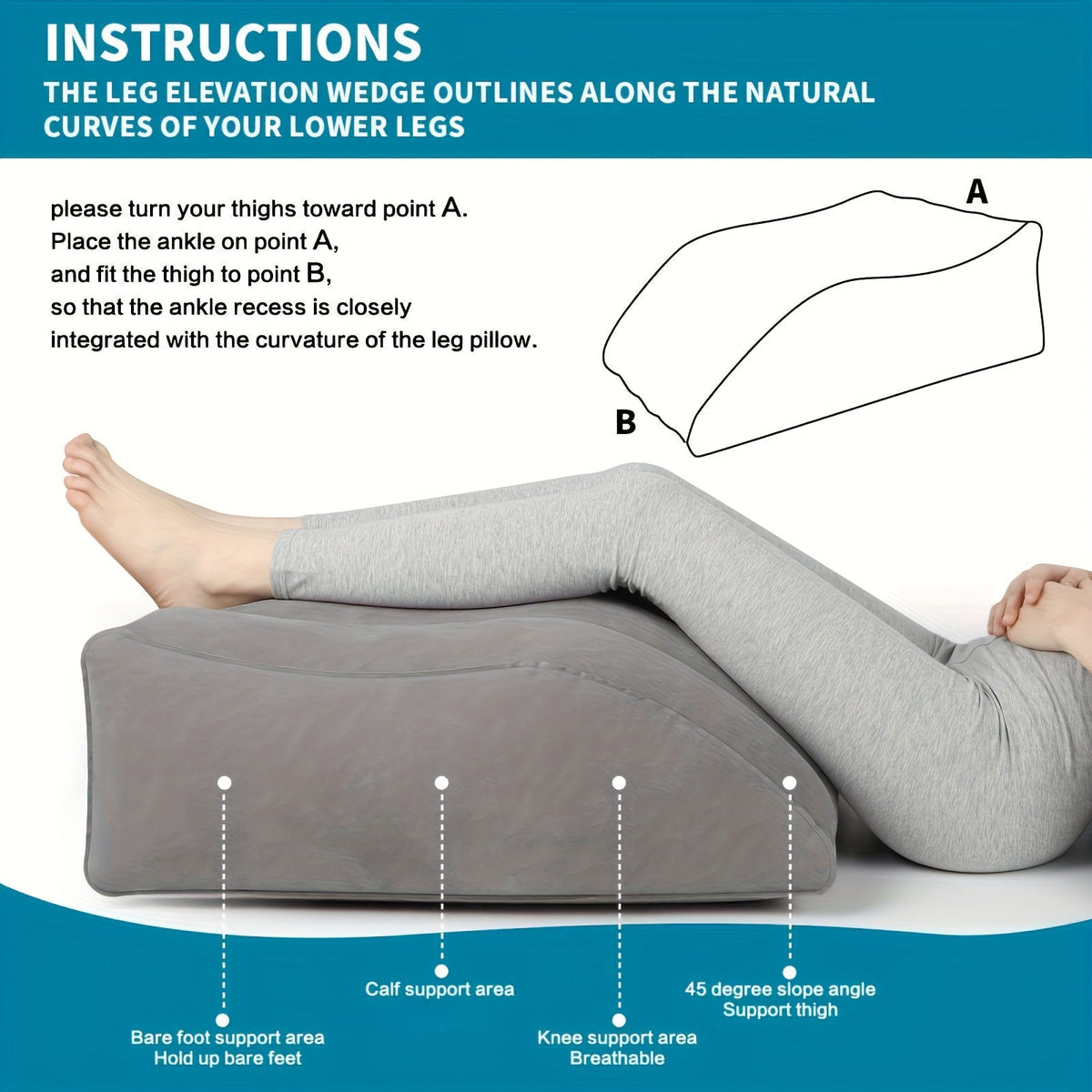 Inflatable Leg Elevation Pillow for Improved Blood Circulation, Ideal for Sleeping