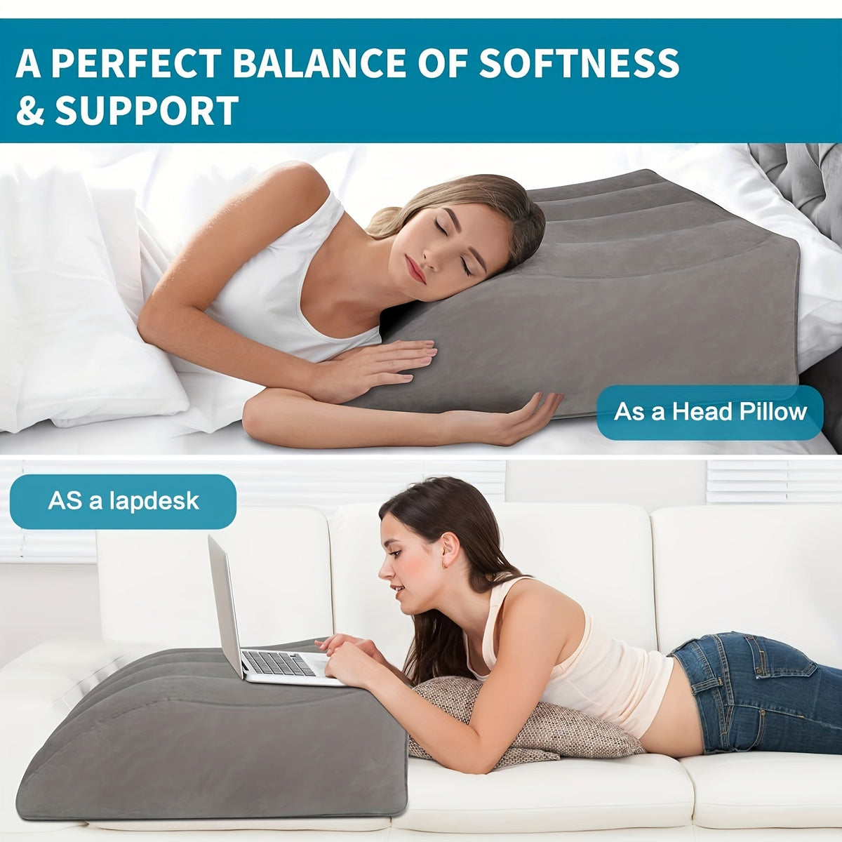 Inflatable Leg Elevation Pillow for Improved Blood Circulation, Ideal for Sleeping