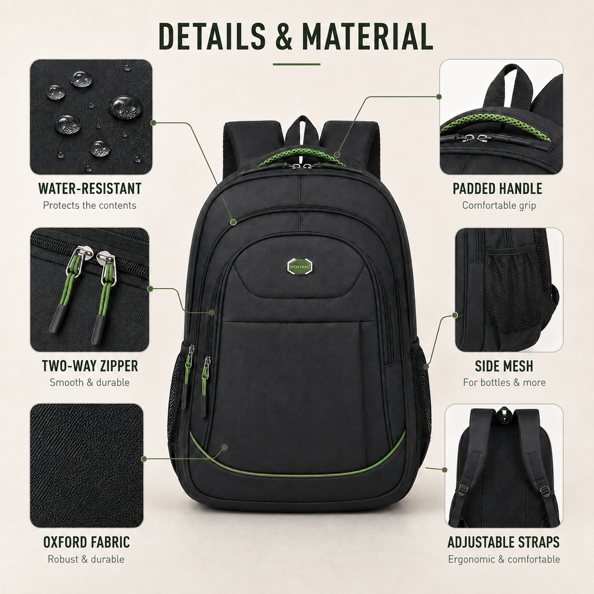 Large Capacity Multi-Compartment Backpack