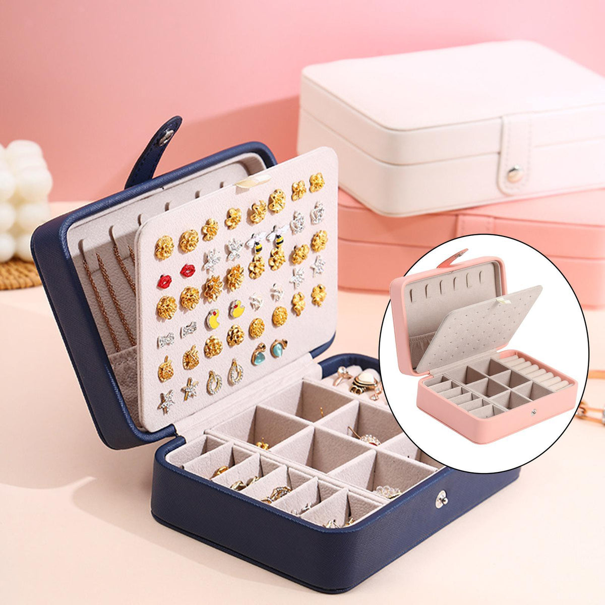 Leather Jewelry Box with Flap Lid - Luxurious Storage