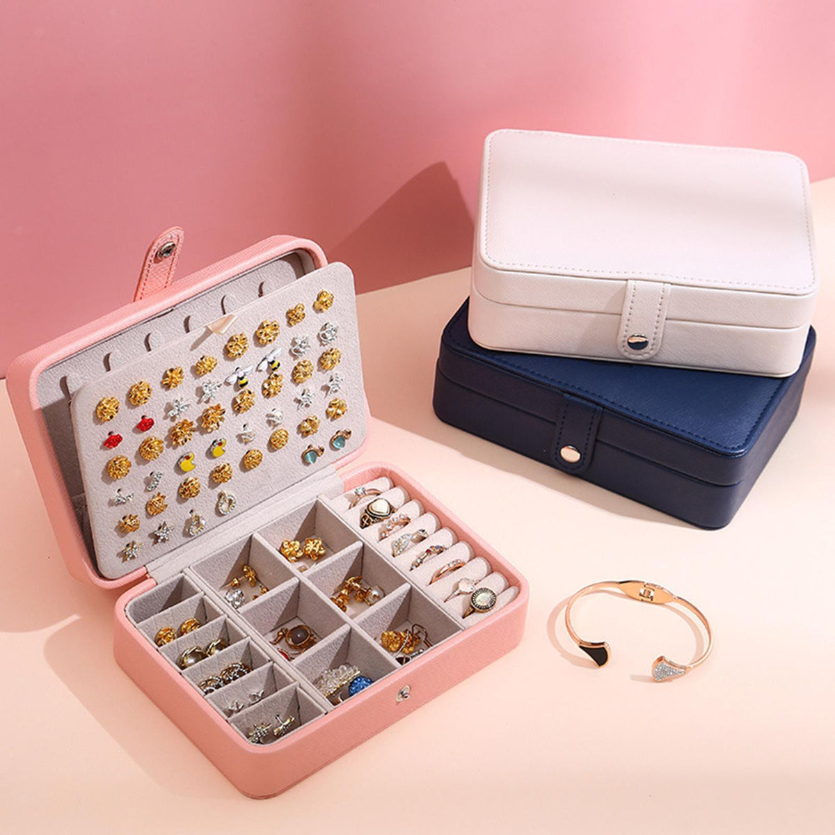Leather Jewelry Box with Flap Lid - Luxurious Storage