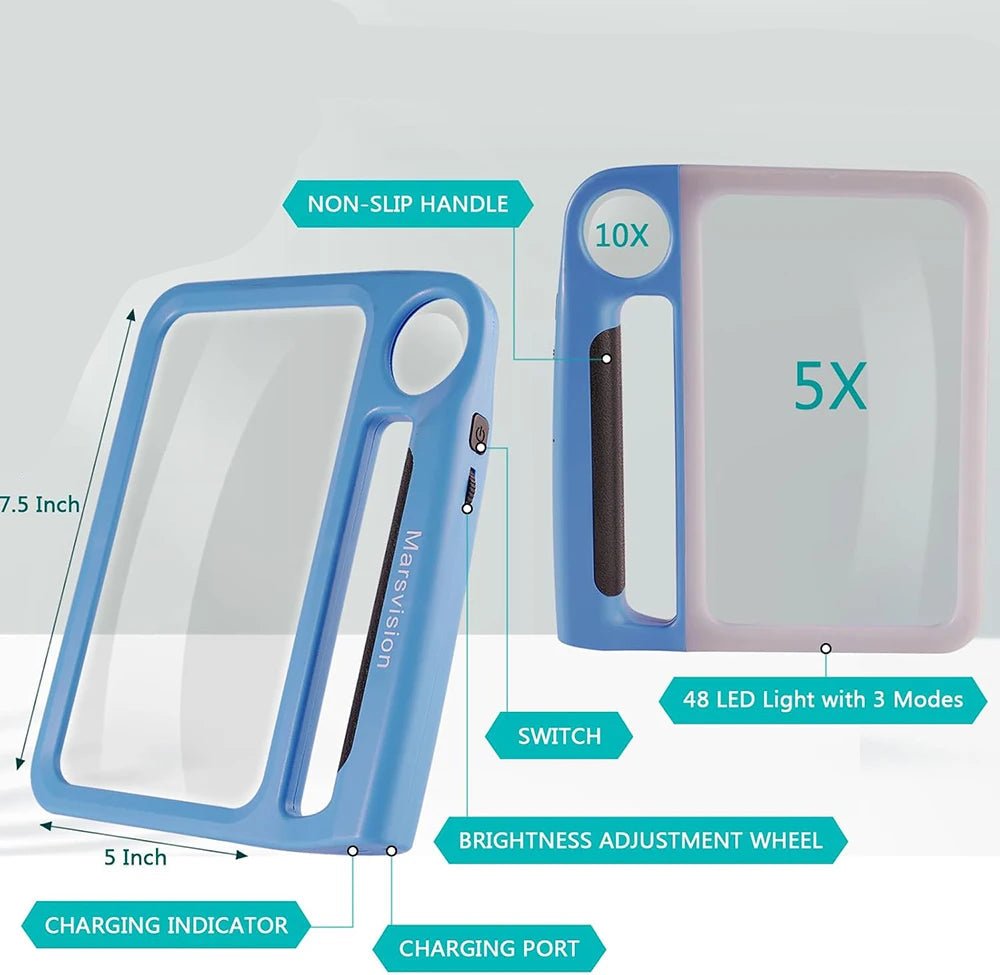 LED Reading Magnifier with 5x/10x Magnification