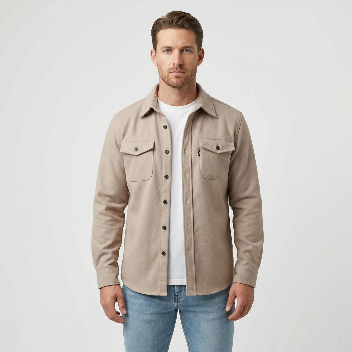 Long-Sleeve Overshirt with Chest Pockets