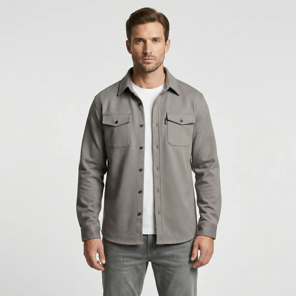 Long-Sleeve Overshirt with Chest Pockets