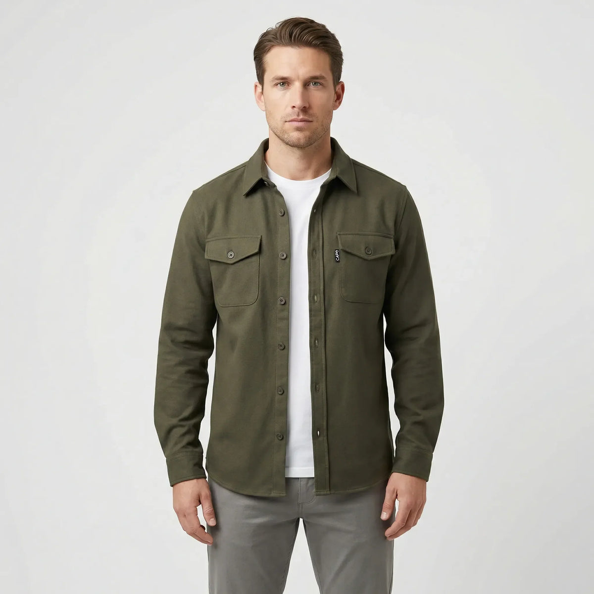 Long-Sleeve Overshirt with Chest Pockets