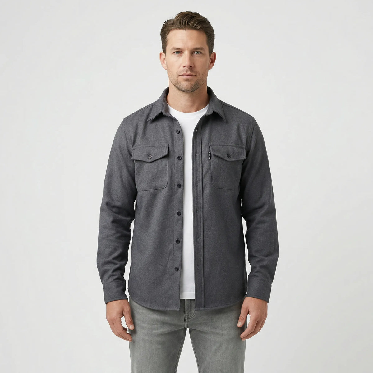 Long-Sleeve Overshirt with Chest Pockets