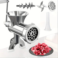Manual Stainless Steel Meat Grinder with Table Clamp for Meat, Vegetables and Sausage Stuffing