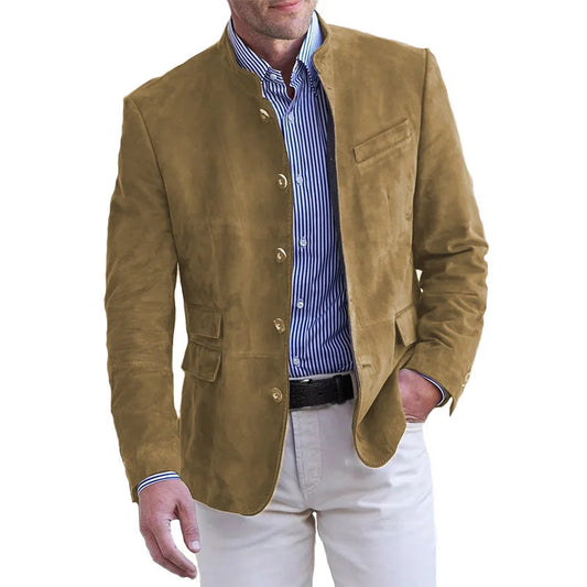 Men's Button-Front Jacket with Modern Design and Pockets