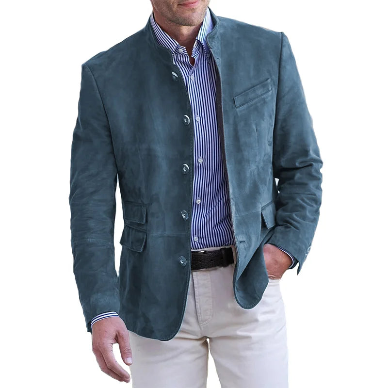 Men's Button-Front Jacket with Modern Design and Pockets