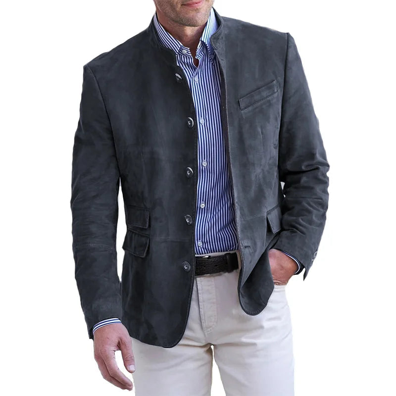 Men's Button-Front Jacket with Modern Design and Pockets