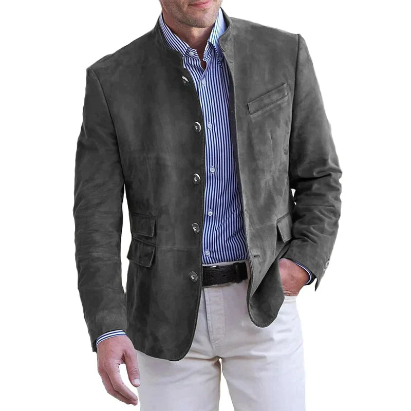 Men's Button-Front Jacket with Modern Design and Pockets