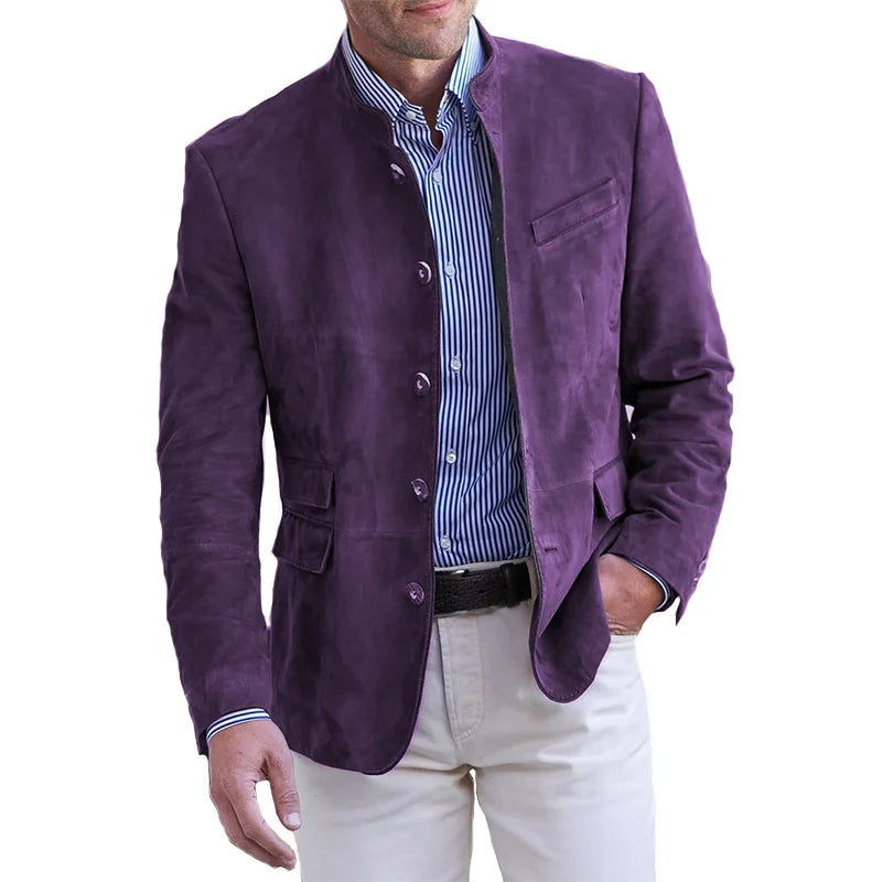 Men's Button-Front Jacket with Modern Design and Pockets