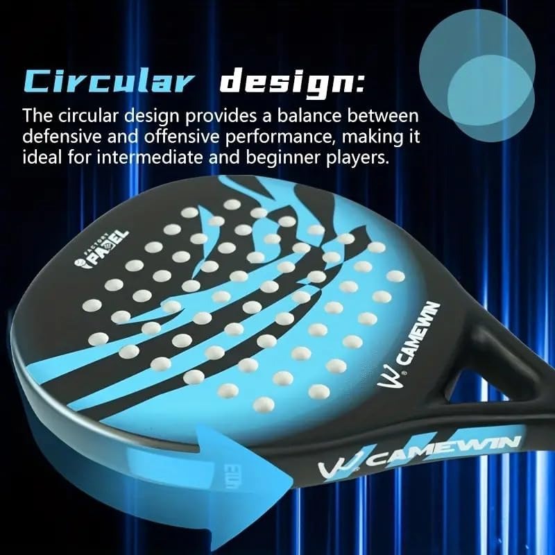 Men's Carbon Fibre Paddle Tennis Racket with Grip and Bag