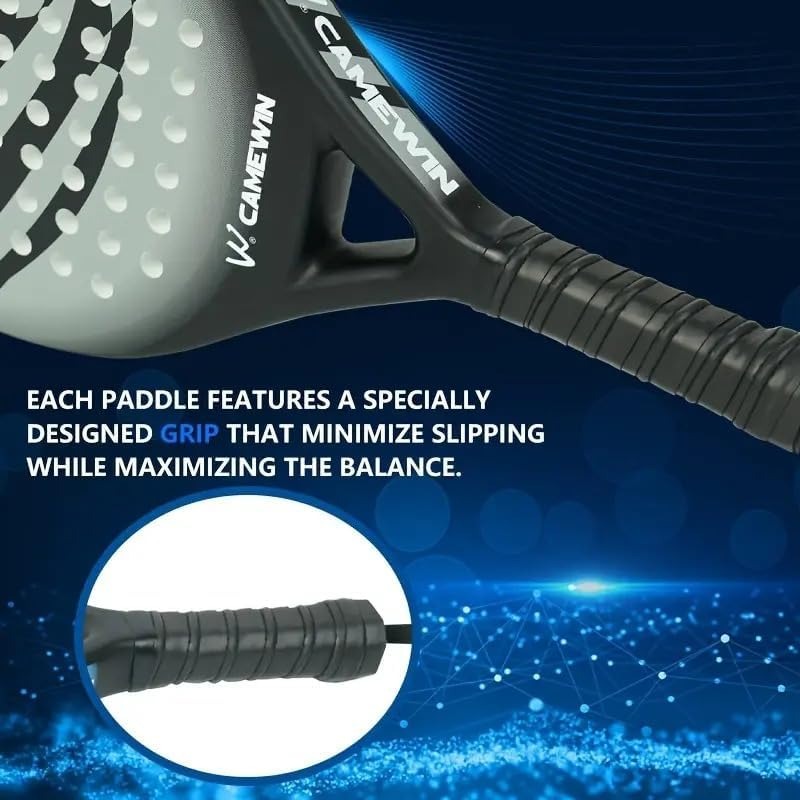 Men's Carbon Fibre Paddle Tennis Racket with Grip and Bag
