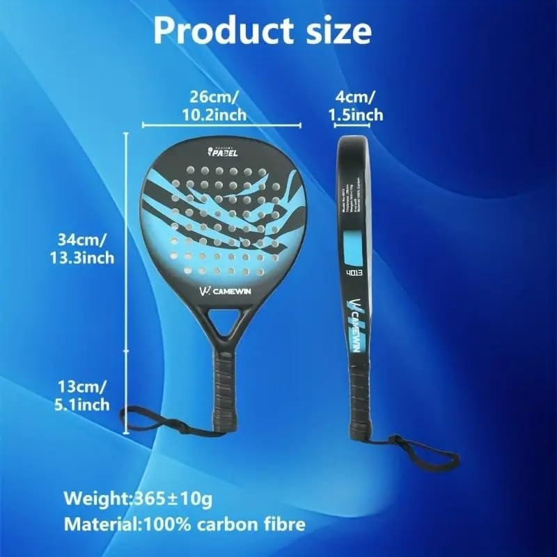 Men's Carbon Fibre Paddle Tennis Racket with Grip and Bag