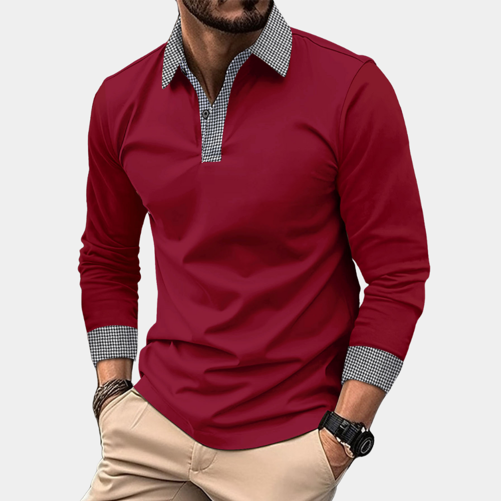 Men's Casual Long-Sleeve Polo Shirt