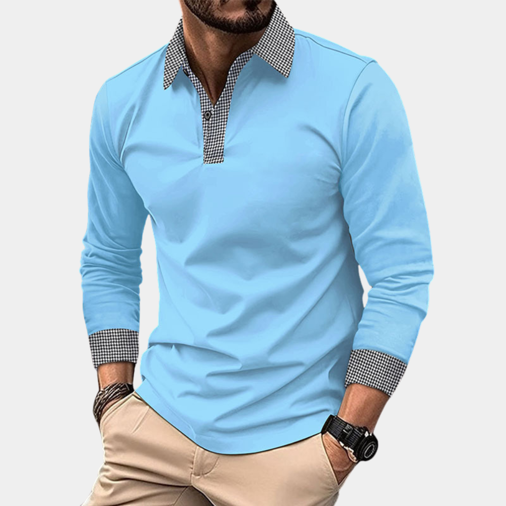 Men's Casual Long-Sleeve Polo Shirt