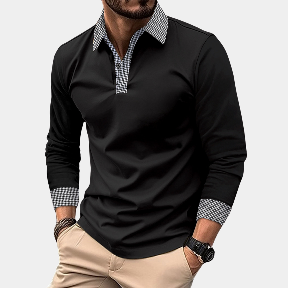 Men's Casual Long-Sleeve Polo Shirt