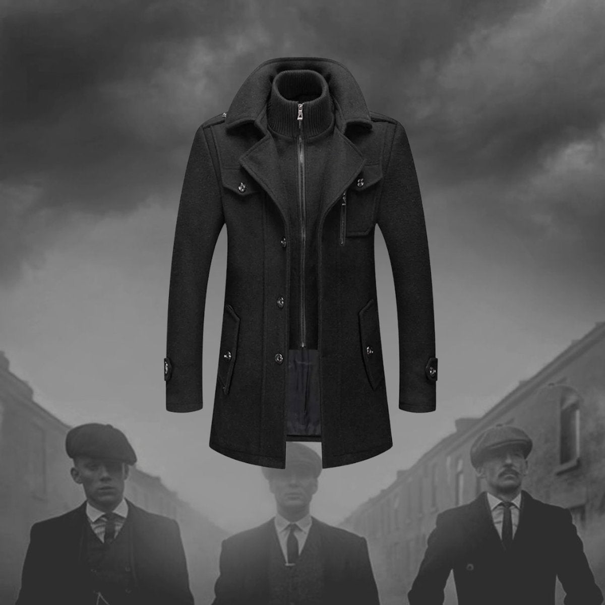 Men's Double-Layer Collar Winter Overcoat