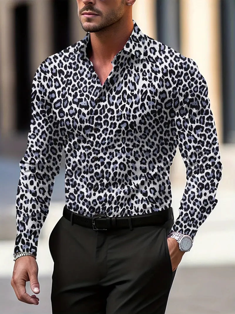 Men's Graphic Leopard Print Shirt