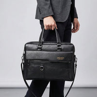 Men's Laptop Bag with Adjustable Strap – Black Briefcase