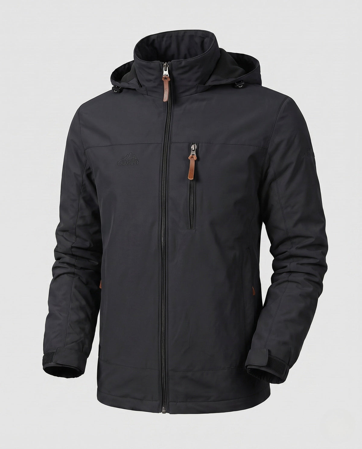 Men's Lightweight Outdoor Jacket with Hood and Zipper Pockets