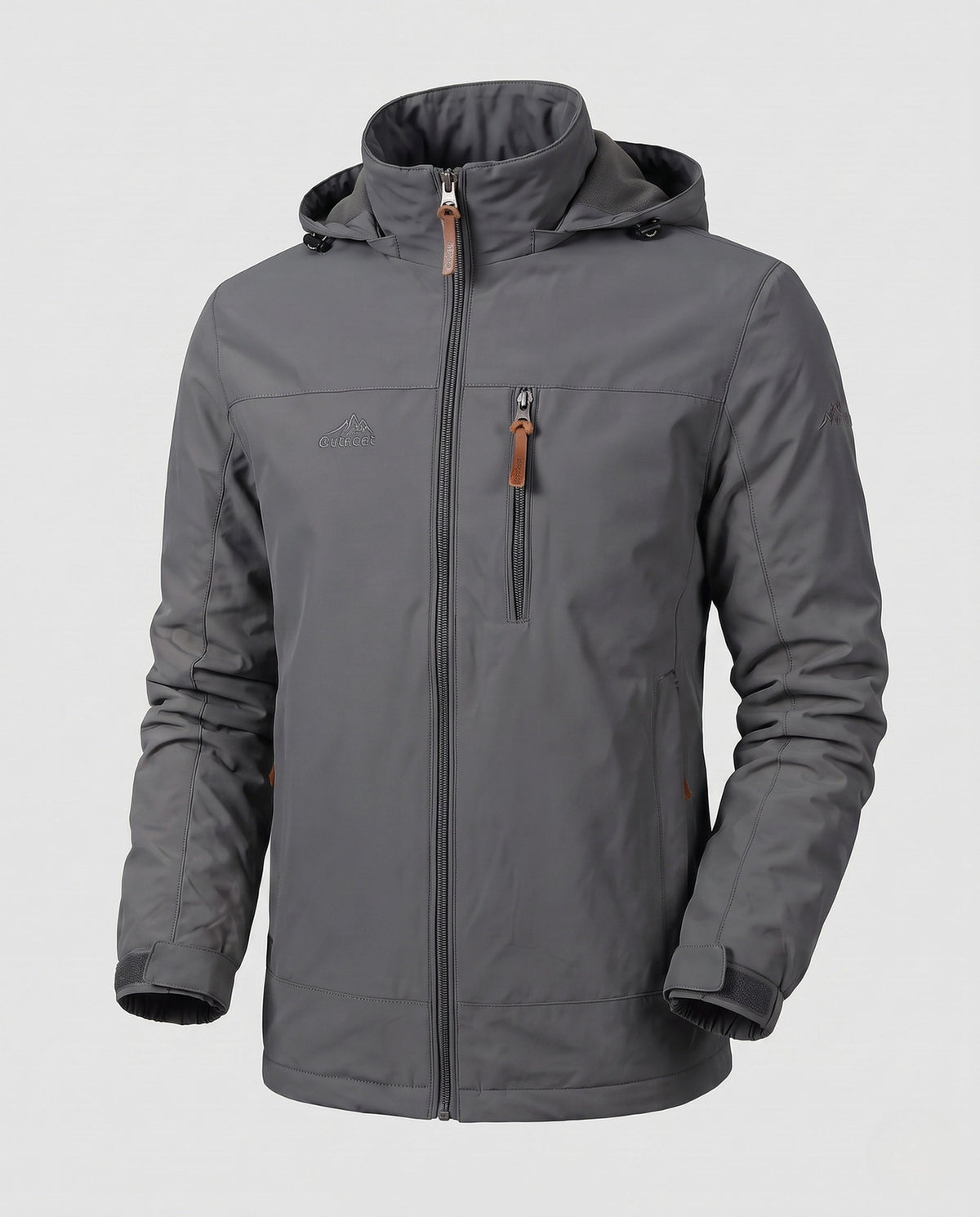 Men's Lightweight Outdoor Jacket with Hood and Zipper Pockets