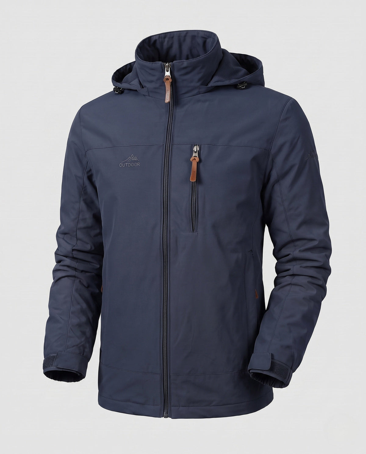 Men's Lightweight Outdoor Jacket with Hood and Zipper Pockets