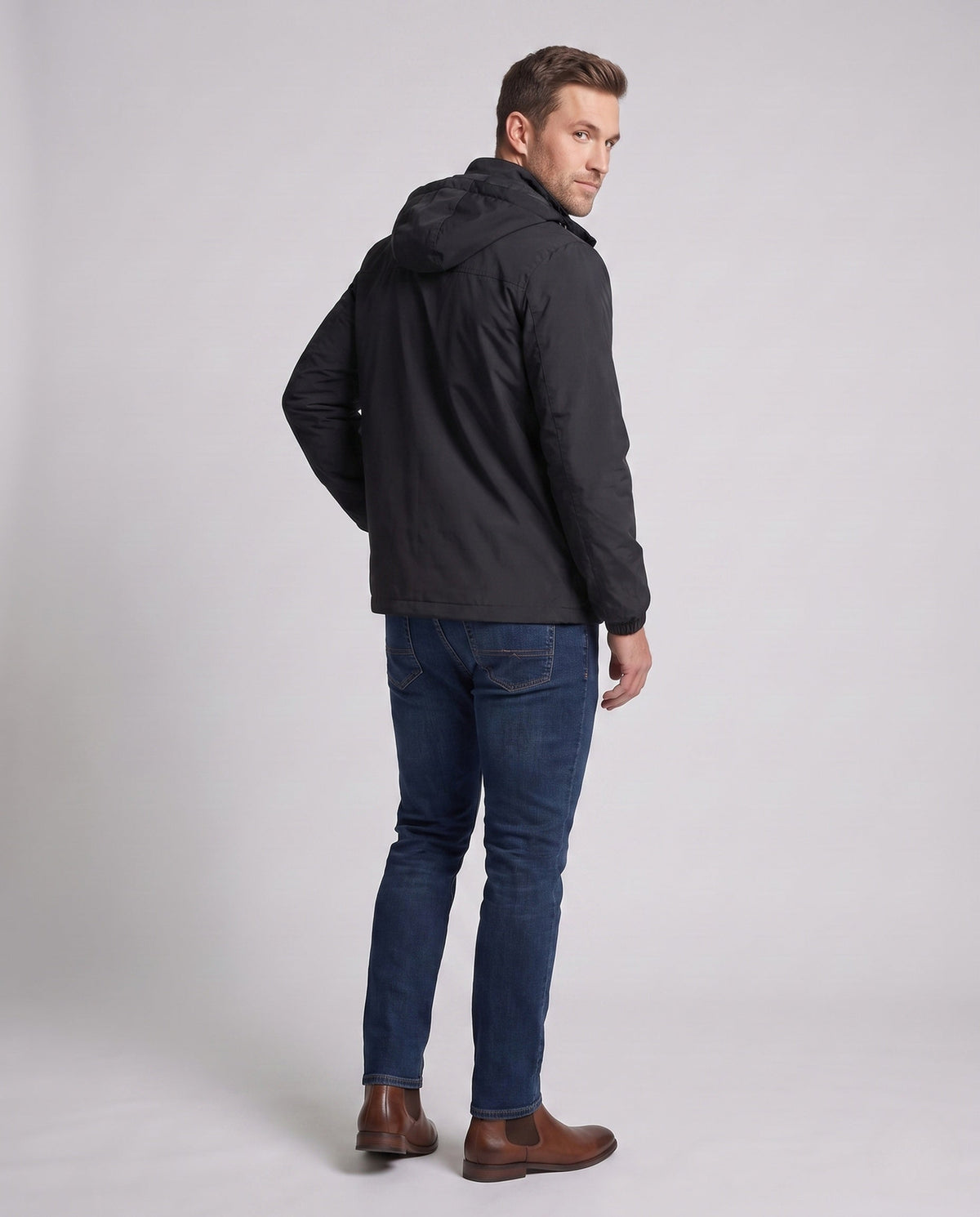 Men's Lightweight Outdoor Jacket with Hood and Zipper Pockets