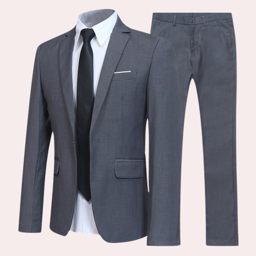 Men's Modern Fit Two-Piece Black Suit for Formal Occasions