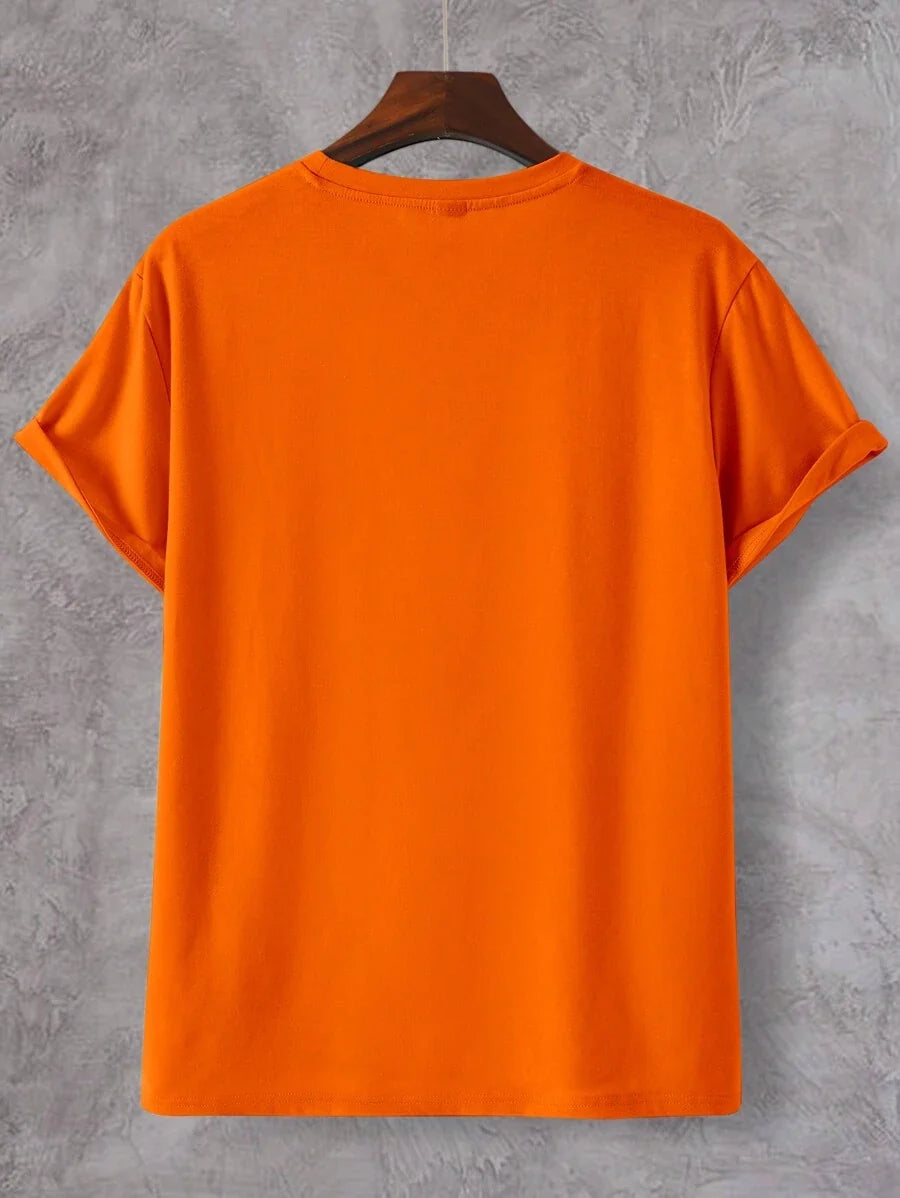 Men's Orange Lion Print T-Shirt