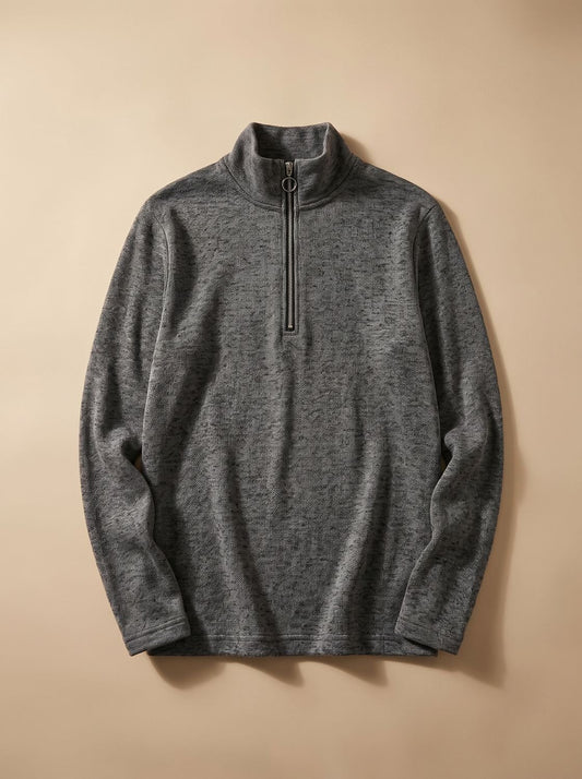 Men's Quarter-Zip Mock Neck Fine Pullover Sweater