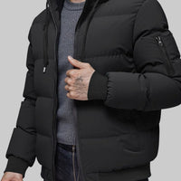 Men's Quilted Hooded Full-Zip Winter Puffer Jacket with Cuffs