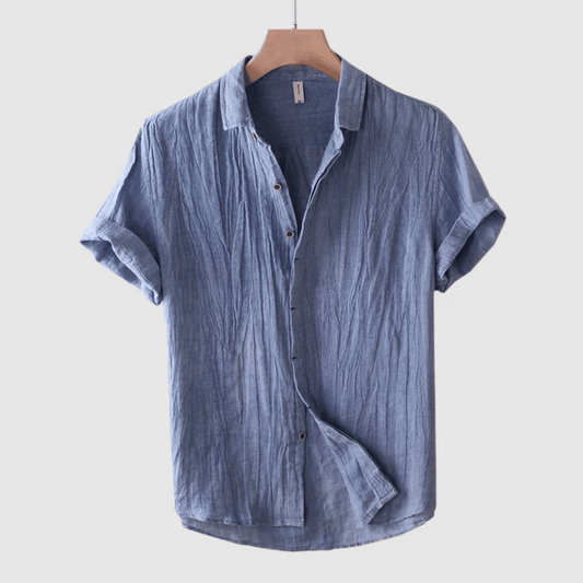 Men's Short Sleeve Shirt with Turned-Up Cuffs