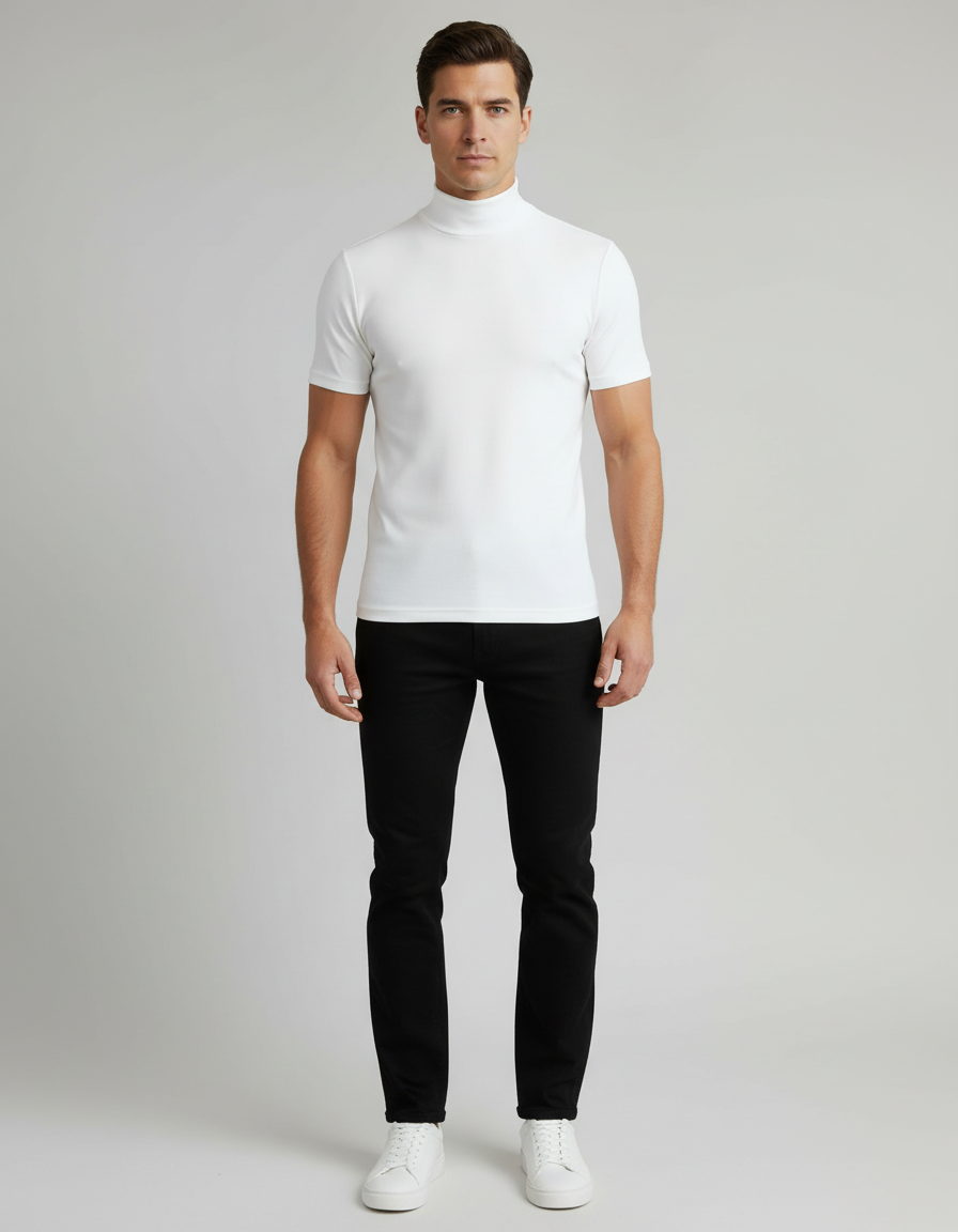 Men's Slim Fit Roll-Neck Shirt