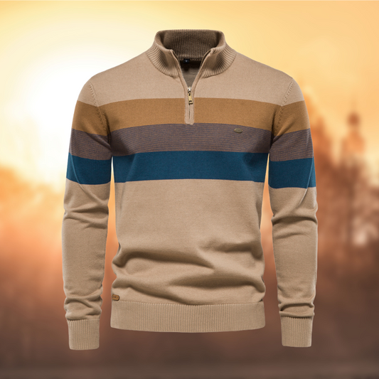 Men's Striped Half-Zip Sweater