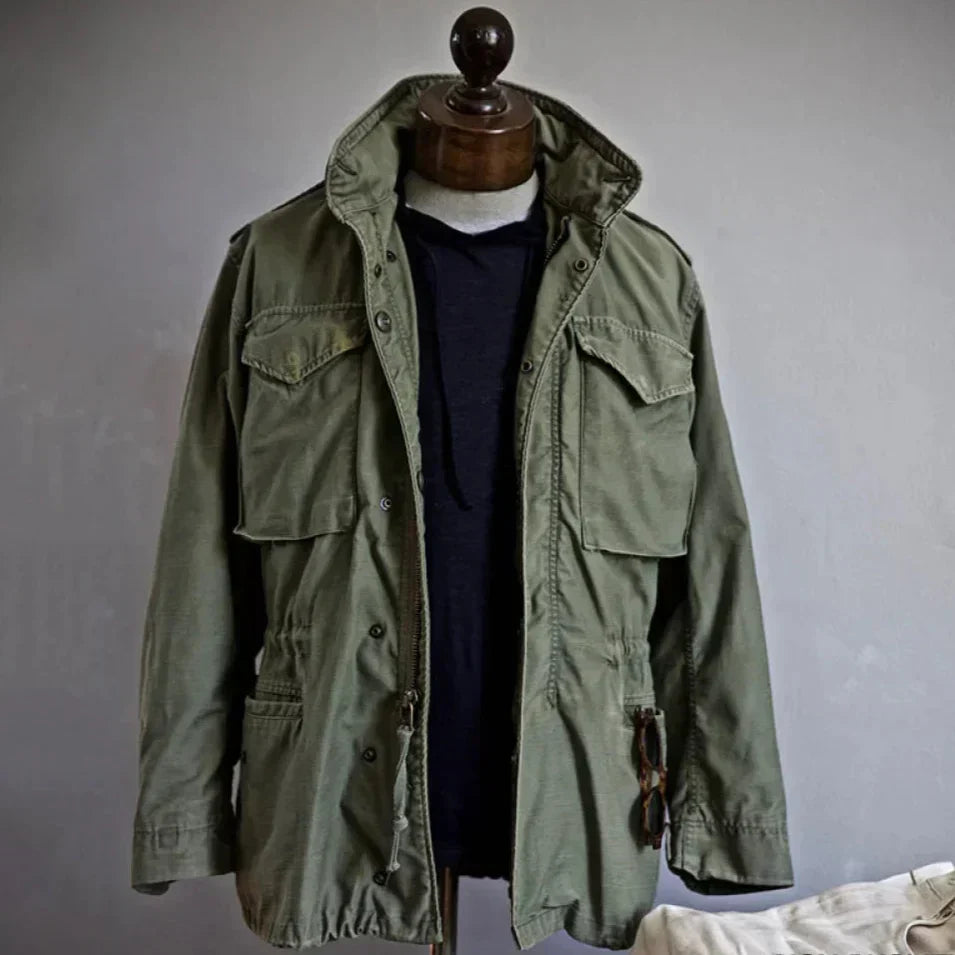 Men's Vintage Field Jacket with Adjustable Waist