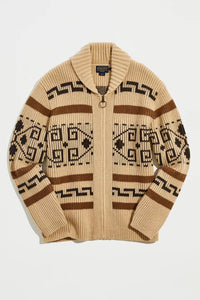 Men's Vintage Jacquard Zip Cardigan