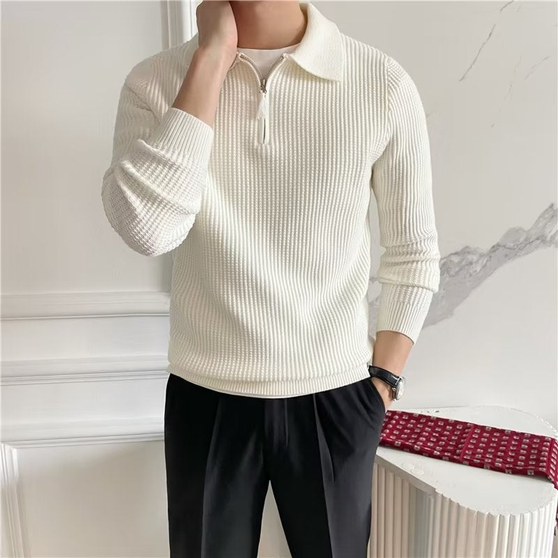 Men's Zip-Up Polo Sweater