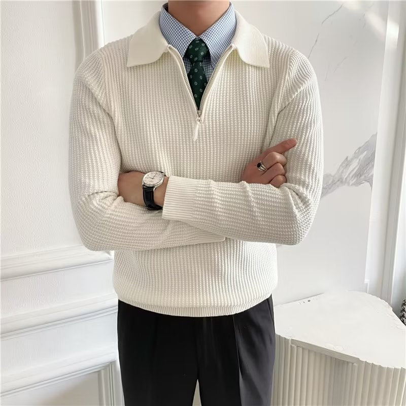 Men's Zip-Up Polo Sweater