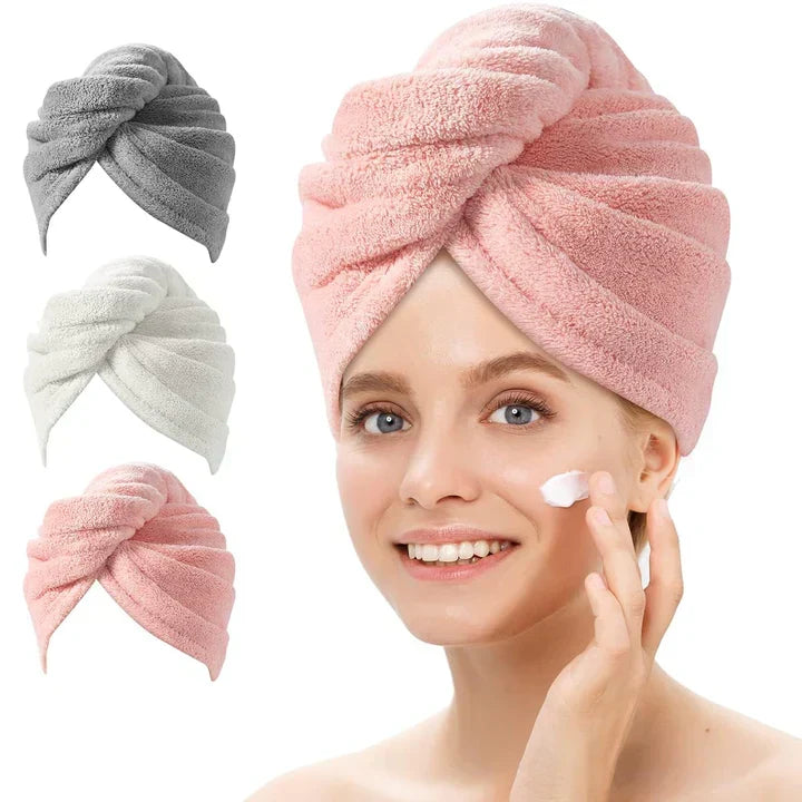 Microfiber Hair Towel Wrap Set - 3-Pack for Quick Drying