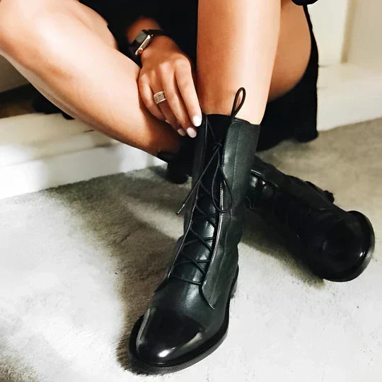Mid-Calf Lace-Up Boots
