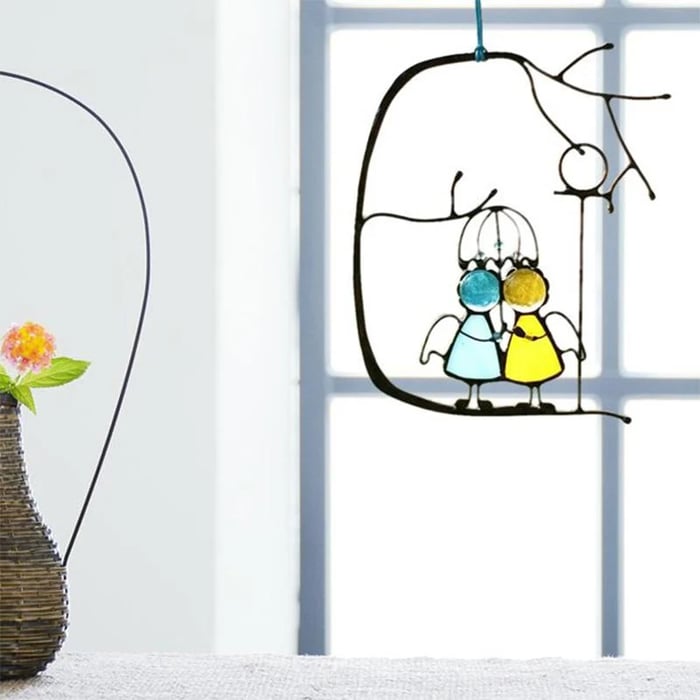 Minimalist Stained Glass Suncatcher – UV-Resistant Window and Wall Hanging Decor